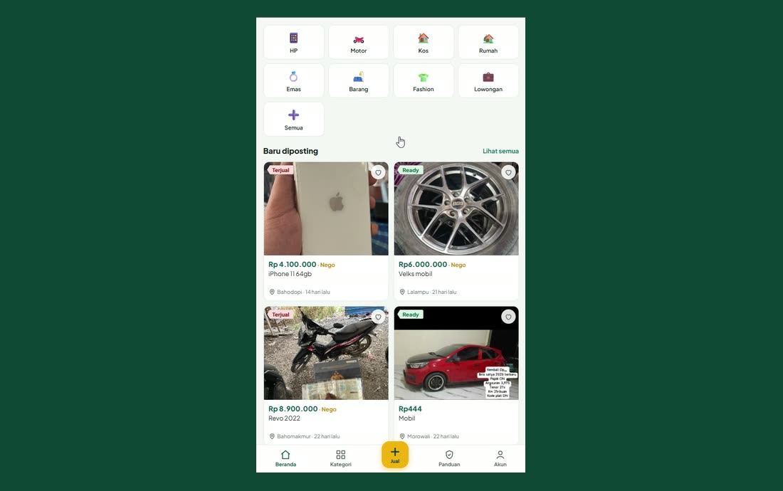 Bahodopi Dagang — daftar barang yang dijual